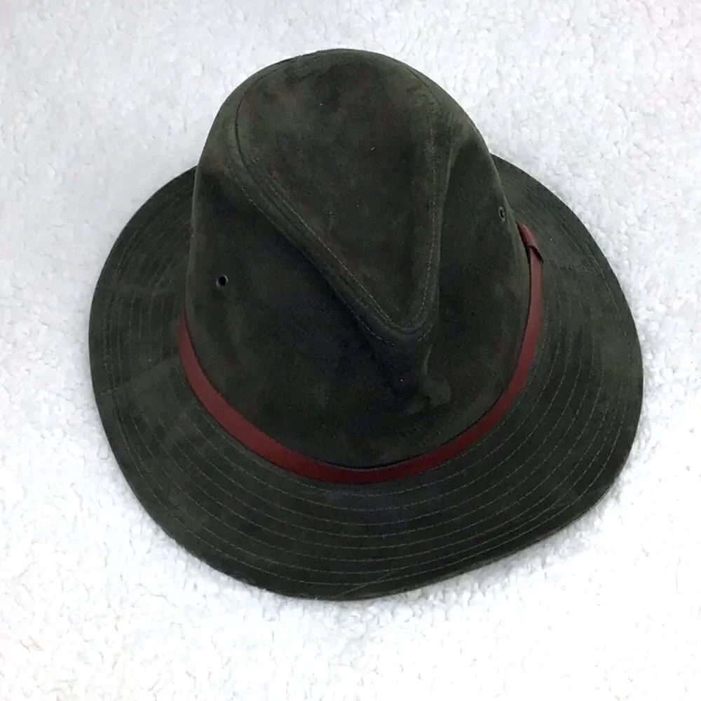 American Eagle Olive Suede Indiana Jones style Fedora Hat